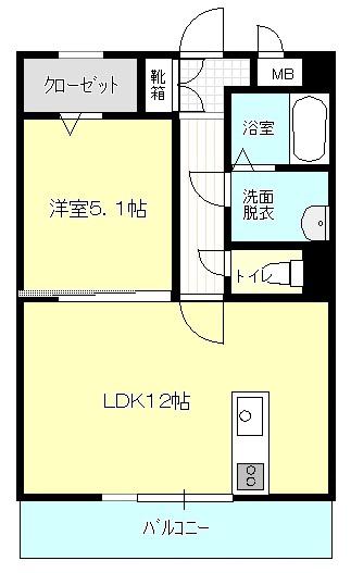 ヴィラージュ太田(1LDK/4階)の間取り写真