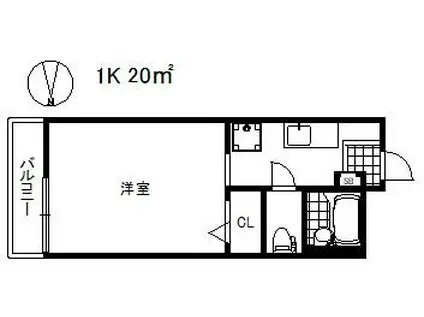 ドルフィン(1K/1階)の間取り写真