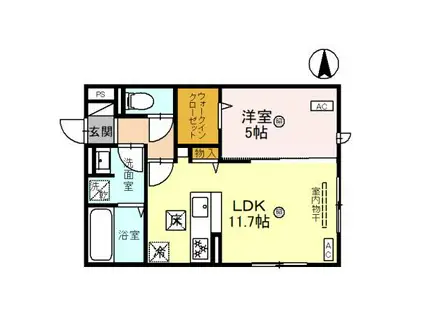 ユーフォリア籠池通(1LDK/1階)の間取り写真