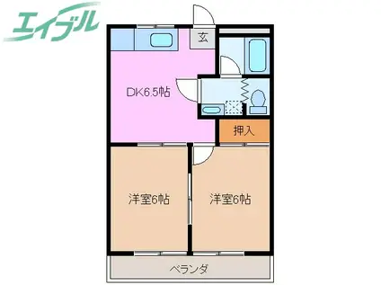 サン高茶屋ハイツ(2DK/2階)の間取り写真