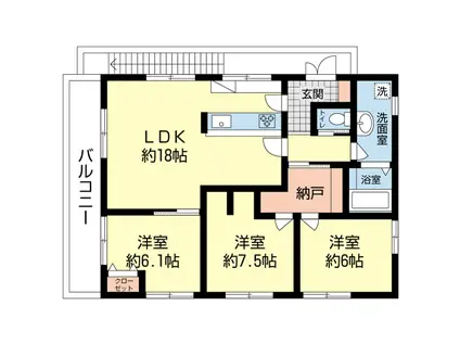 入戸野ビル(3SLDK/3階)の間取り写真