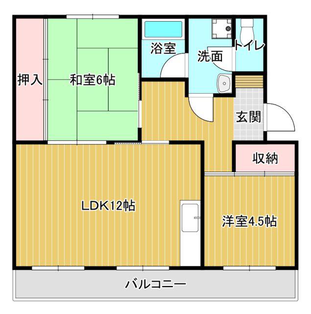 セントポーリア蜆塚(2LDK/3階)の間取り写真