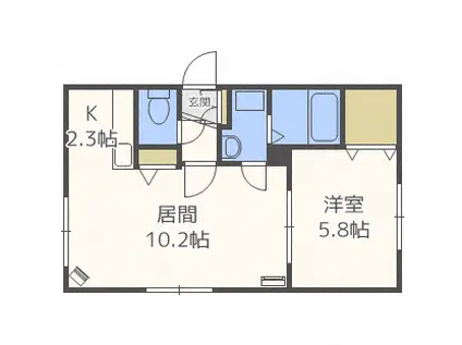 地下鉄東西線 発寒南駅 徒歩8分 4階建 築12年(1LDK/3階)の間取り写真