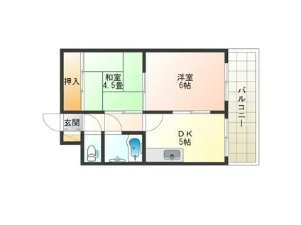 ブリリアンマンション(2DK/10階)の間取り写真