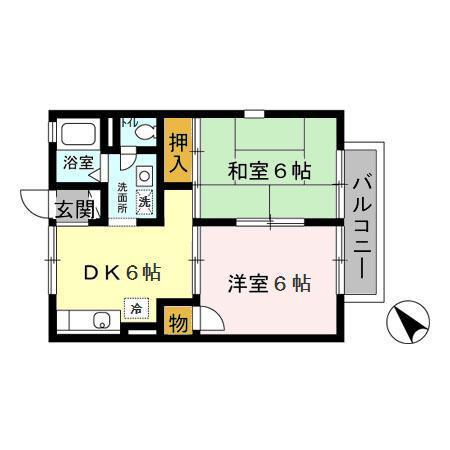 メゾンボナール(2DK/1階)の間取り写真