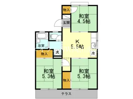福富パレスB棟(3K/1階)の間取り写真