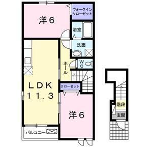 ライツ シュティルA(2LDK/2階)の間取り写真