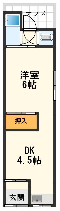 藤田コーポ(1DK/1階)の間取り写真