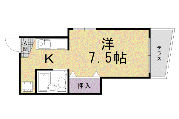 パンプキンハウス(ワンルーム/1階)の間取り写真