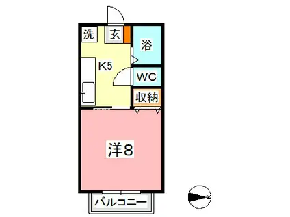 プリムベール(1K/2階)の間取り写真