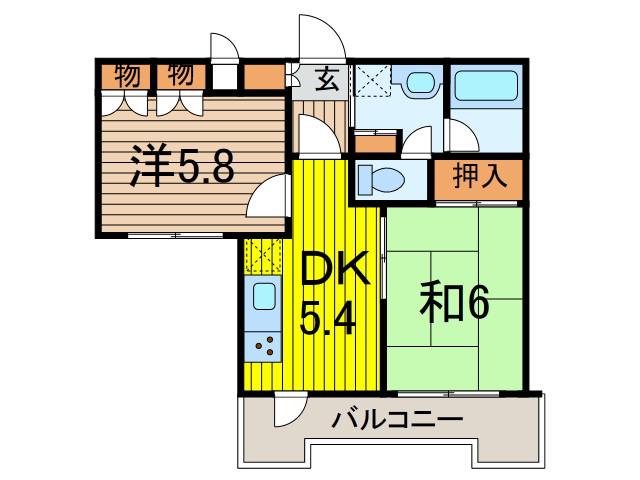 西川口パインマンション(2DK/6階)の間取り写真
