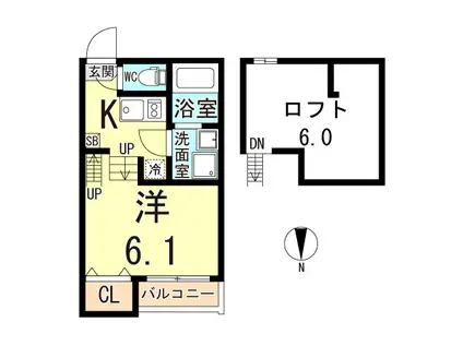 ブランジーノ塚本(1K/1階)の間取り写真