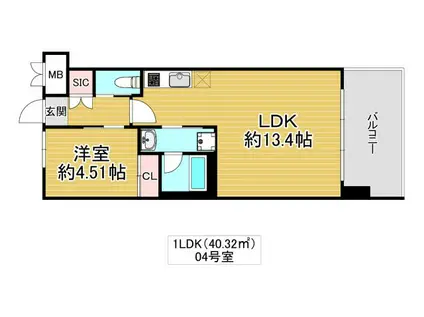 プレジオ今福鶴見(1LDK/2階)の間取り写真