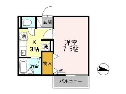 セジュールハゴロモ B棟(1K/2階)の間取り写真