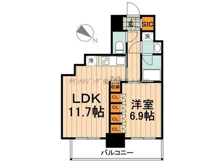 パークアクシス小伝馬町(1LDK/14階)の間取り写真