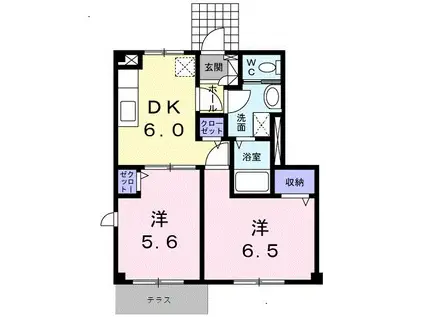 ニューシティキャットパートI(2DK/1階)の間取り写真