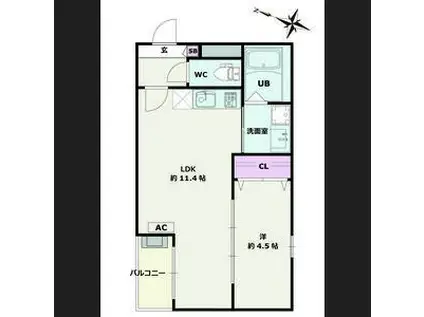 JACK HANADA II(1LDK/1階)の間取り写真