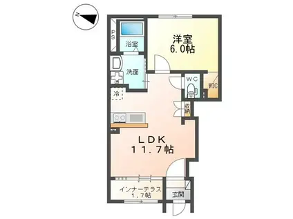 ベルコリーヌ八代(1LDK/1階)の間取り写真