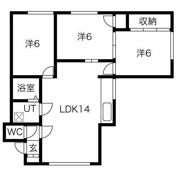 ファミリーハイツ北19条(3LDK/2階)の間取り写真