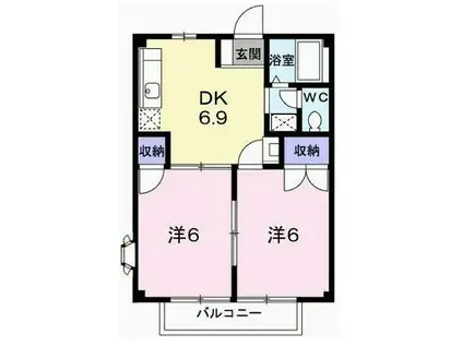 リバーサイドパレス(2DK/1階)の間取り写真