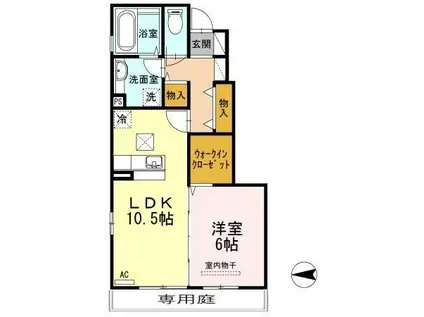 ドミール久原(1LDK/1階)の間取り写真