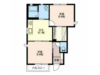 セピアコート常磐城B棟(2DK/1階)の間取り写真