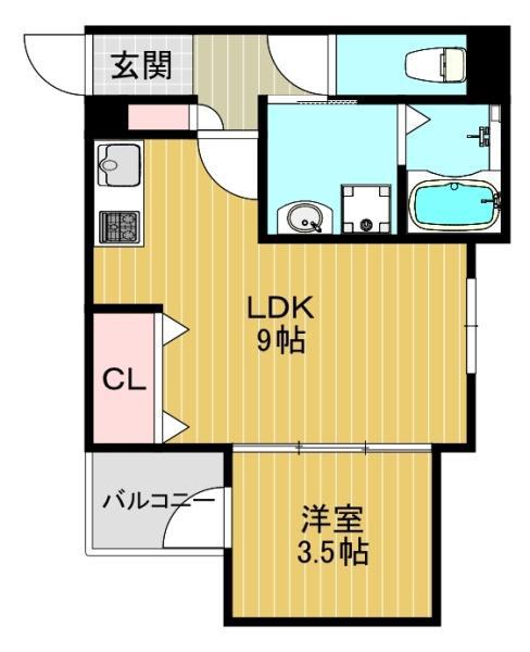 グローハイツ喜連サウス(1LDK/1階)の間取り写真
