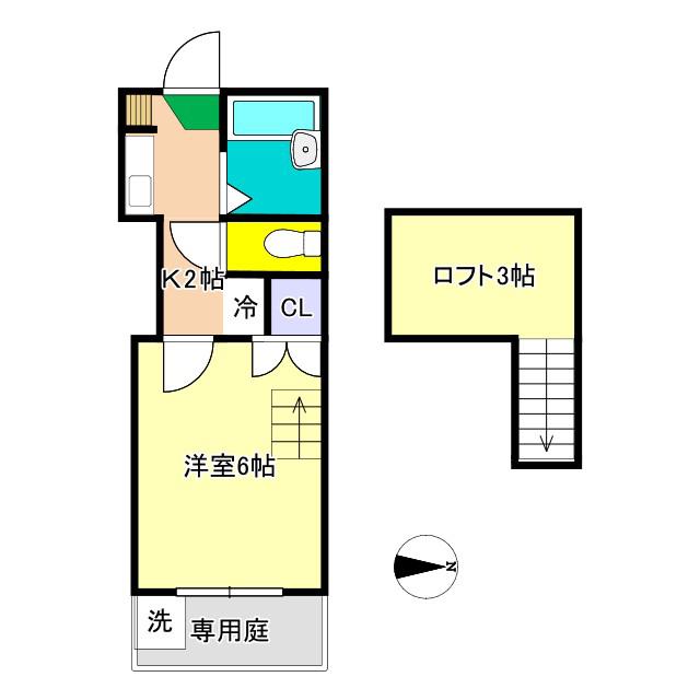 オクトスクエア(1K/2階)の間取り写真