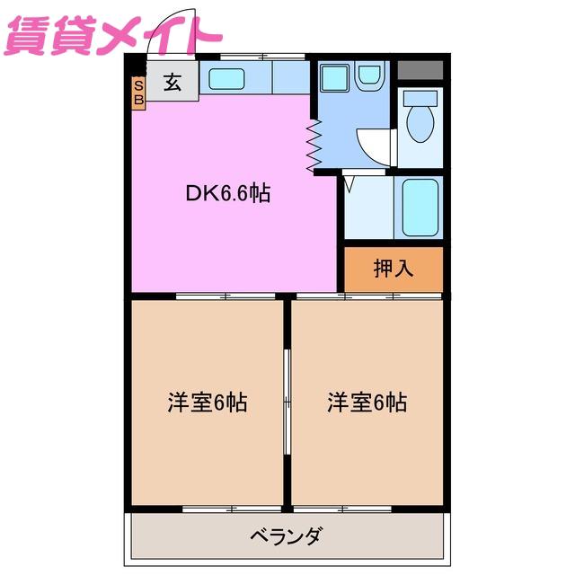 メゾン天神(2DK/2階)の間取り写真