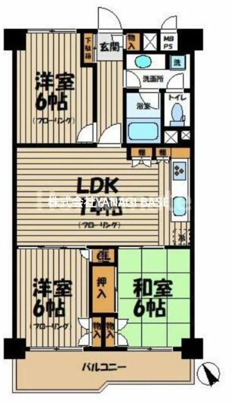 湘南グリーンハイツ 2号棟(3LDK/1階)の間取り写真