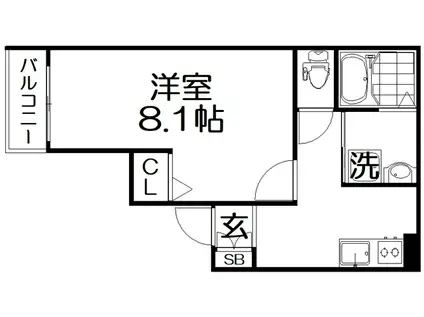 INOVE寝屋川(1K/2階)の間取り写真