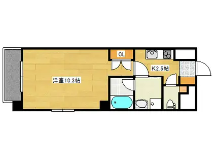 プランドール西観音(1K/8階)の間取り写真