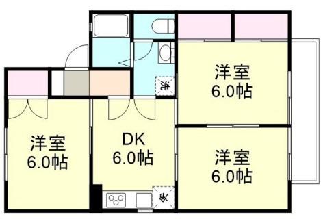 プラティア板谷A棟(3DK/1階)の間取り写真