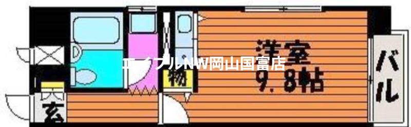 朝日プラザリバーサイド県庁前(ワンルーム/8階)の間取り写真