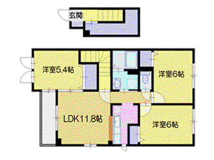 ユニゾンK(3LDK/2階)の間取り写真