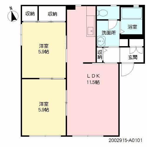 グランシード(2LDK/1階)の間取り写真