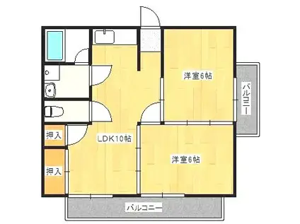 ベスト興産ビル(2LDK/6階)の間取り写真
