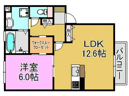 ラフィーネ徳庵(1LDK/2階)の間取り写真