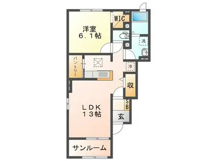 エクシブ 2(1LDK/1階)の間取り写真