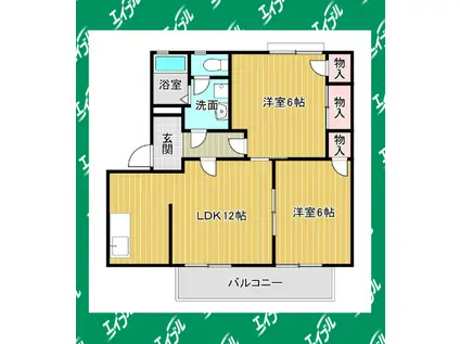 オランジュリコジマC棟(2LDK/1階)の間取り写真