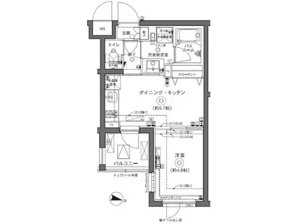 ZOOM中野坂上(1DK/2階)の間取り写真