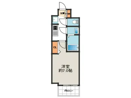 プレサンス大国町アドロッソ(1K/3階)の間取り写真