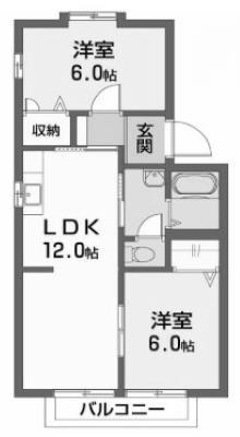 ハーモニー16A・B棟(2LDK/2階)の間取り写真