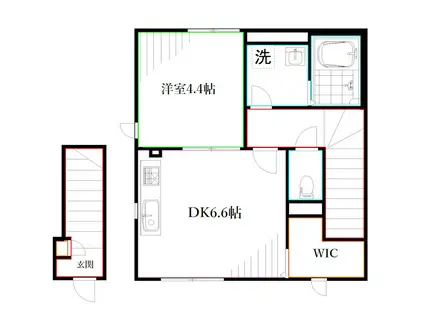 ヴィエント境南(1DK/2階)の間取り写真