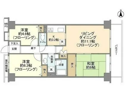 エステ・スクエア我孫子(3LDK/4階)の間取り写真