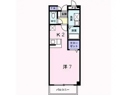 エンゼルハイツII(ワンルーム/2階)の間取り写真