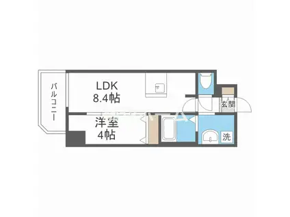 スプランディッド難波ウエスト(1LDK/11階)の間取り写真