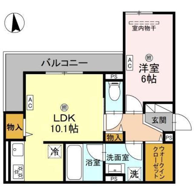 クレスト平野南(1LDK/2階)の間取り写真