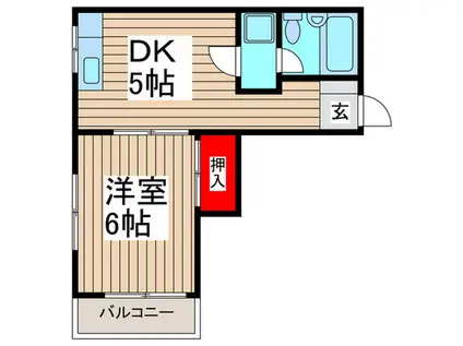 ロワール熊谷(1DK/1階)の間取り写真