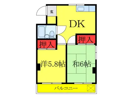 ヘリオス天神町レジデンス(1DK/4階)の間取り写真